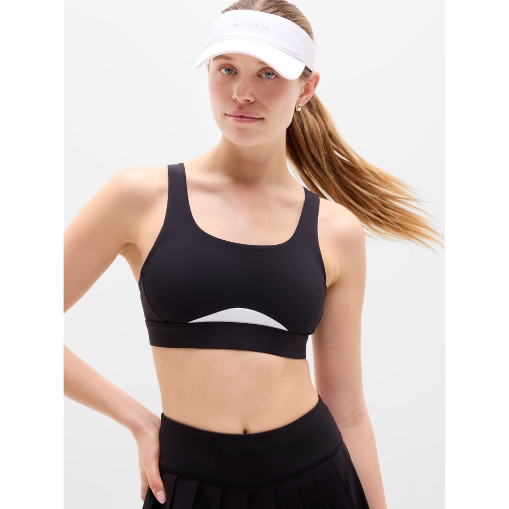 Athleta‎ Black Sports Bra NWT XL Interval Colorblock Medium Impact Racerback